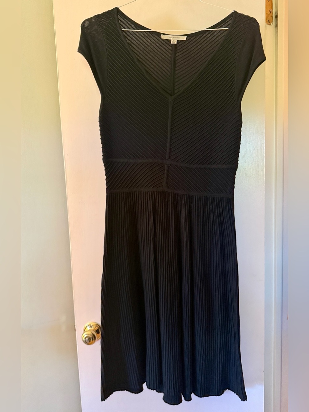 41 Hawthorn Black Pleated V-Neck Midi Dress